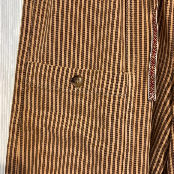 Womens Brown Striped Drawstring Cargo Pants - Picture 3 of 5